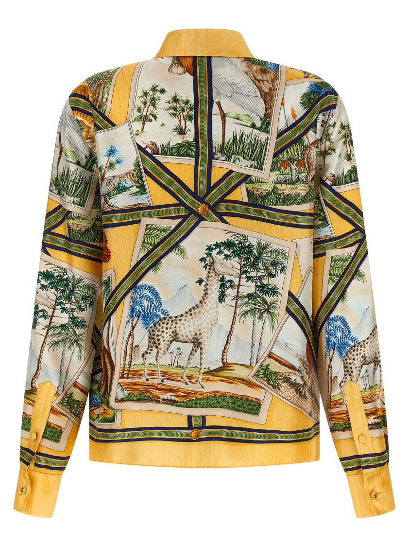 Gucci Vibrant Landscape Print Silk Twill Shirt