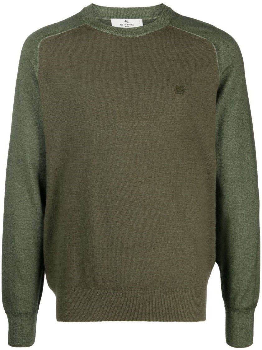 Etro Two-Tone Crew Neck Sweater With Ribbed Cuffs And Snug Finish