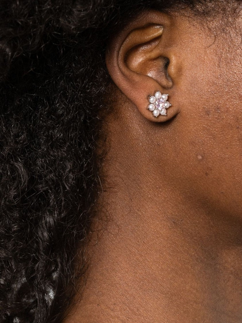 Vivienne Westwood Mismatched Silver-Tone Earrings With Pink Pearl Embellishments