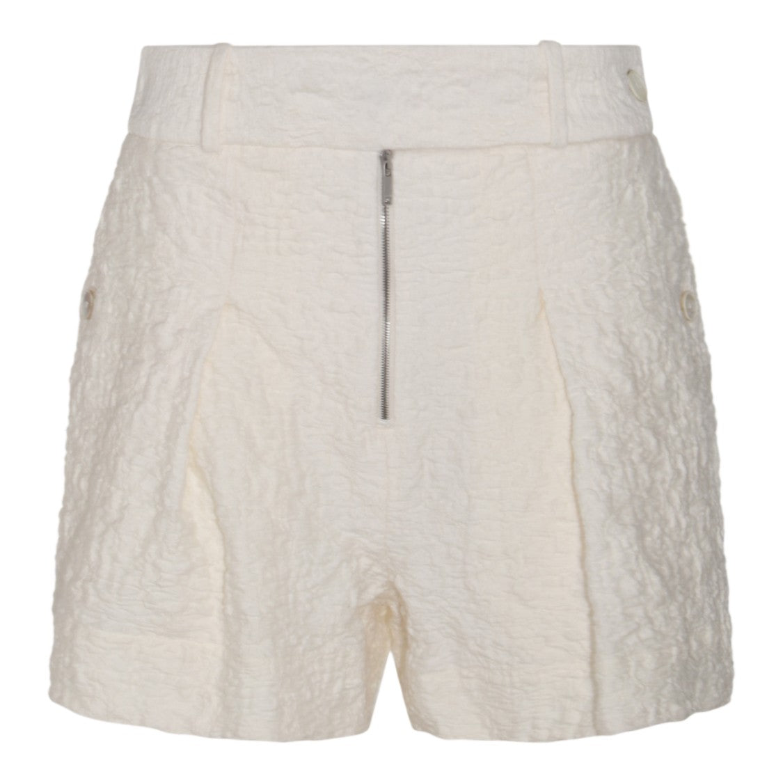 Jil Sander Textured White High-Waist Shorts With Flared Silhouette