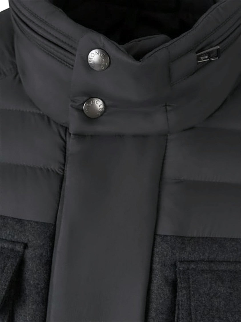 Moncler Quilted Down Jacket With Textured Sleeves