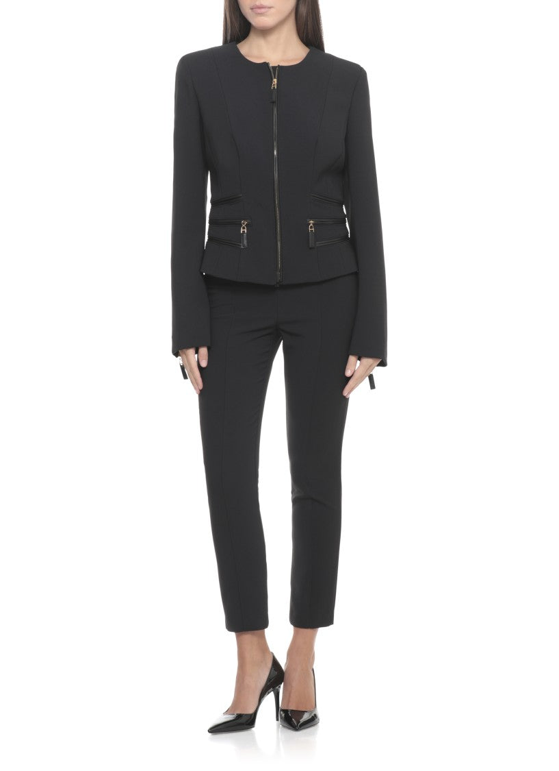 Elisabetta Franchi High Waist Cropped Pants With Zipper Detail