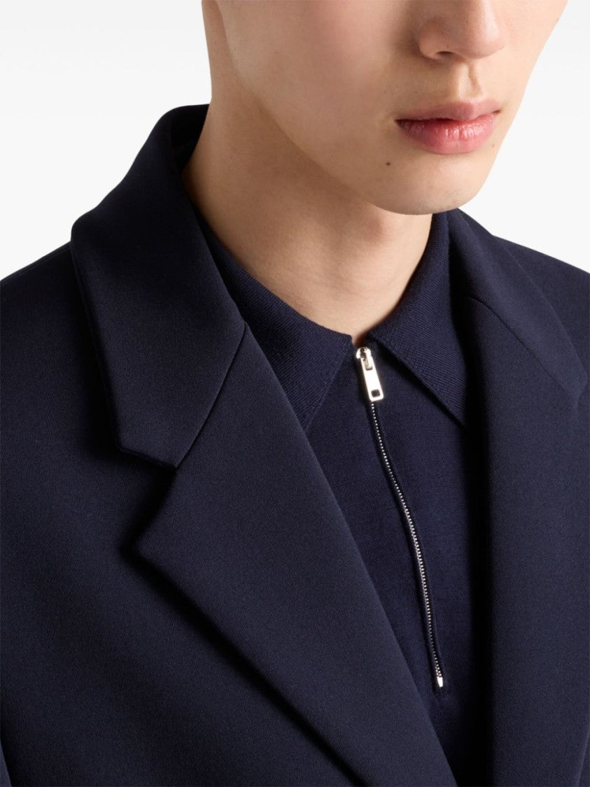 Prada Fine Knit Wool Polo Shirt With Zip Fastening