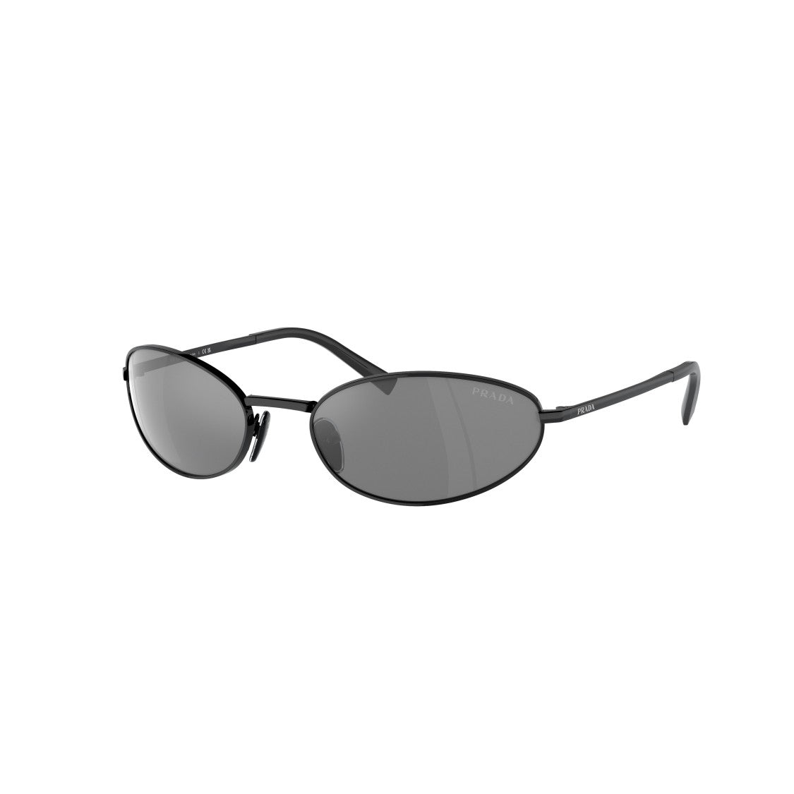 Prada Black 0Pr A59s Oval Frame Steel Sunglasses
