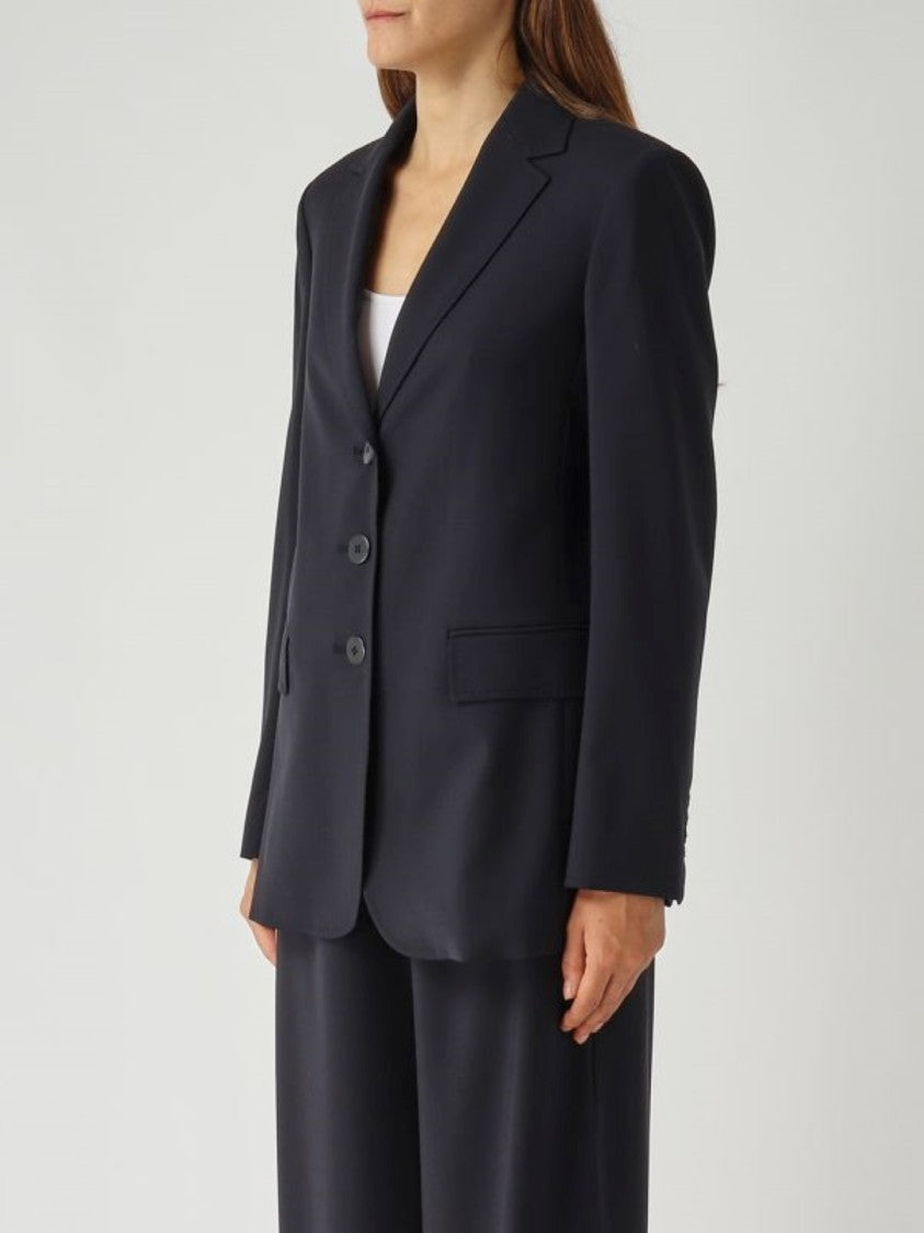 Max Mara Tailored Blue Wool Blazer With Notched Lapel