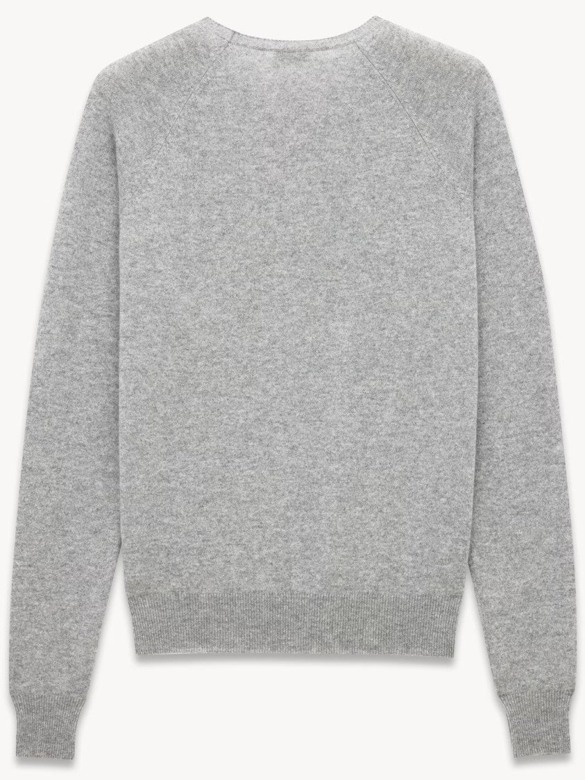 Saint Laurent Grey Pull Cassandre Cashmere Pullover