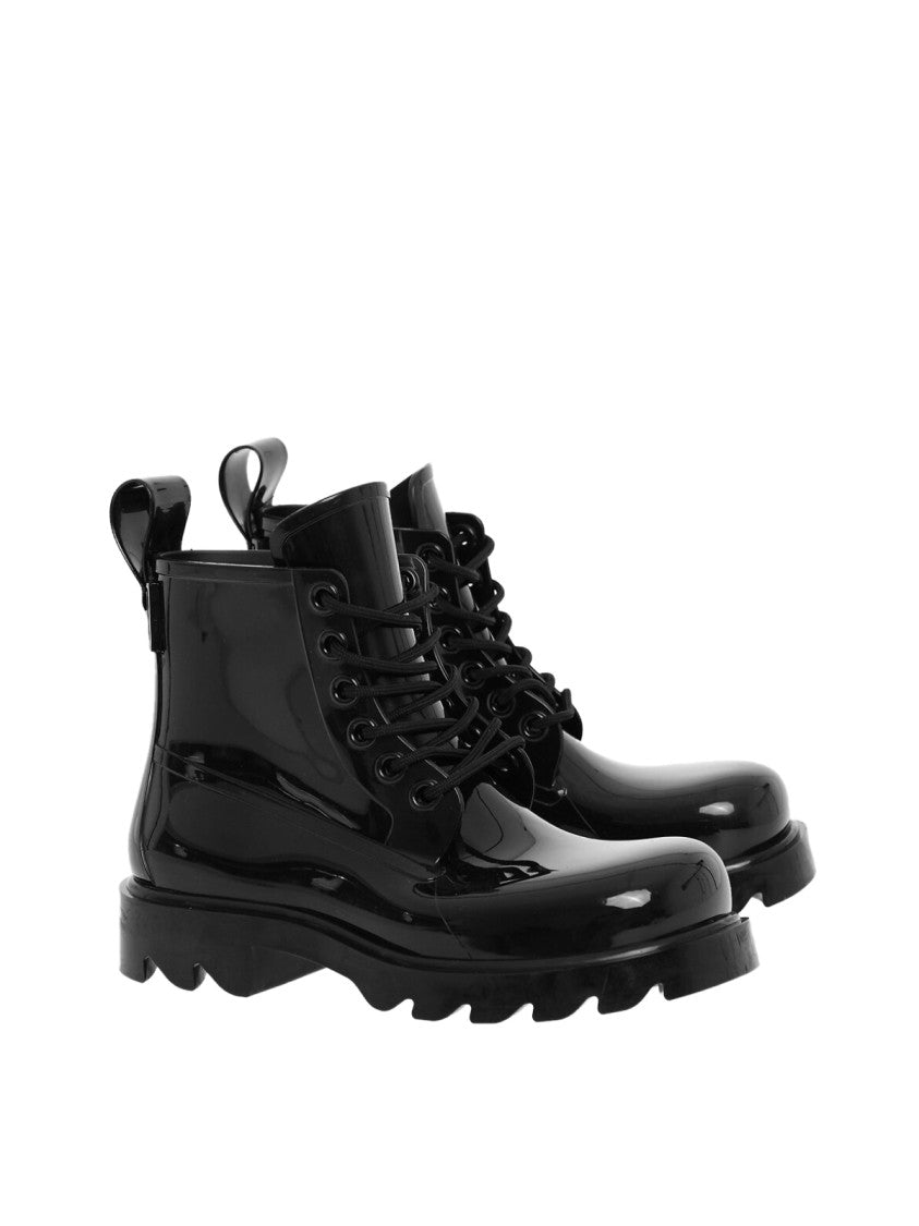 Bottega Veneta Round Toe Lace-Up Combat Boots