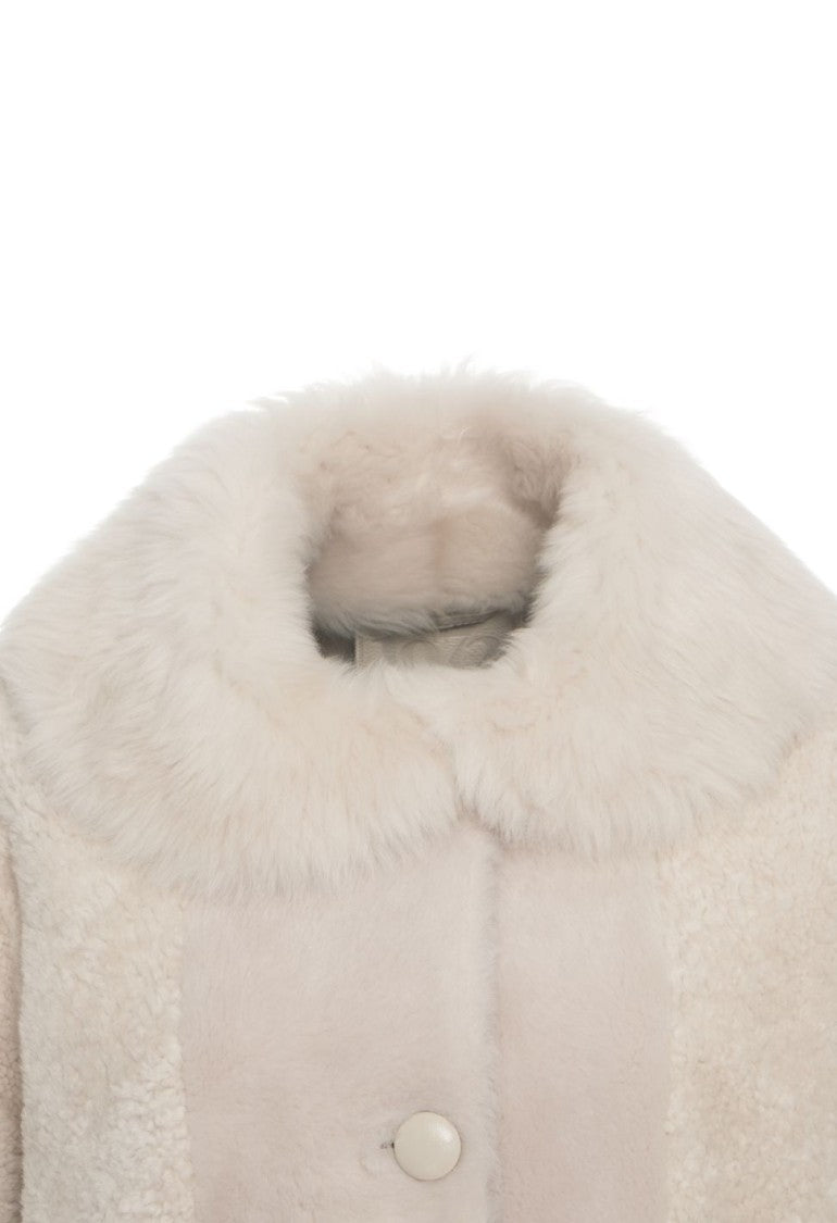 Desa 1972 Shearling Coat With Plush Collar And Wide Cuffs