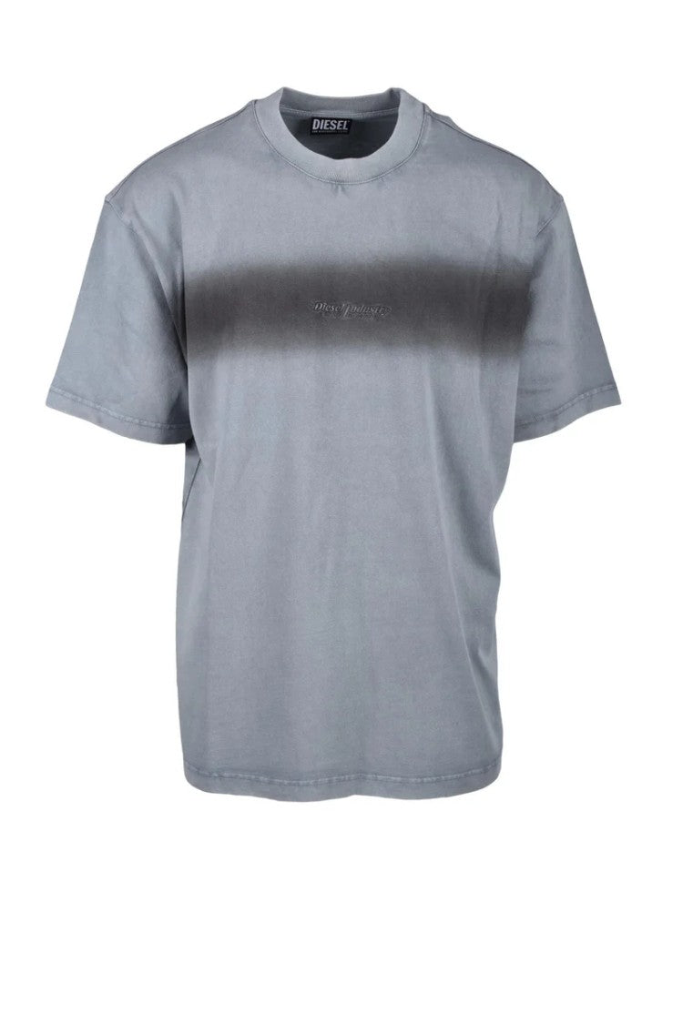 Diesel Sage Green Stripe Cotton T-Shirt