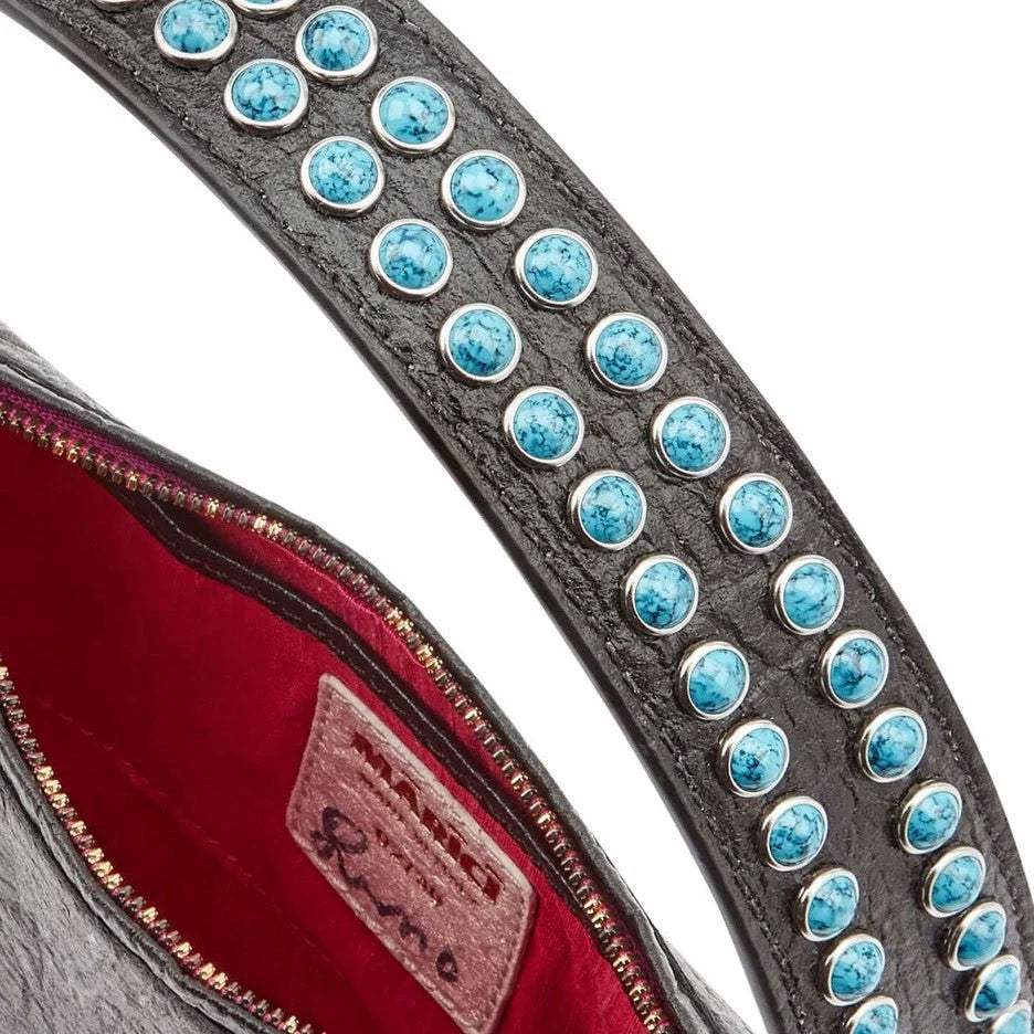 Marici Structured Black Shoulder Bag With Brass-Studded