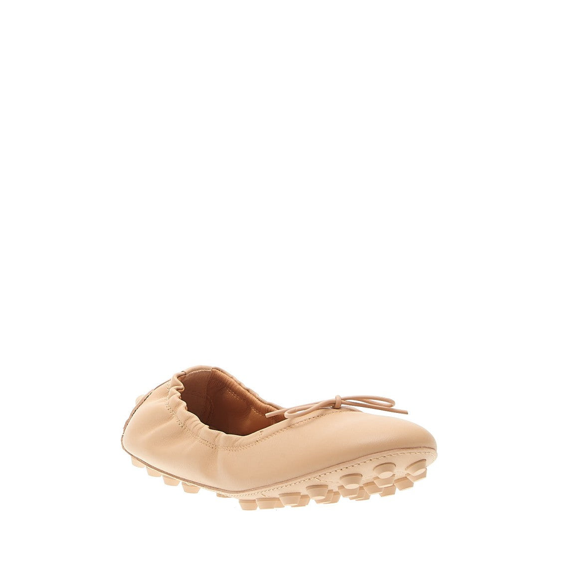 Tod's Bubble Ballerina In Beige Leather