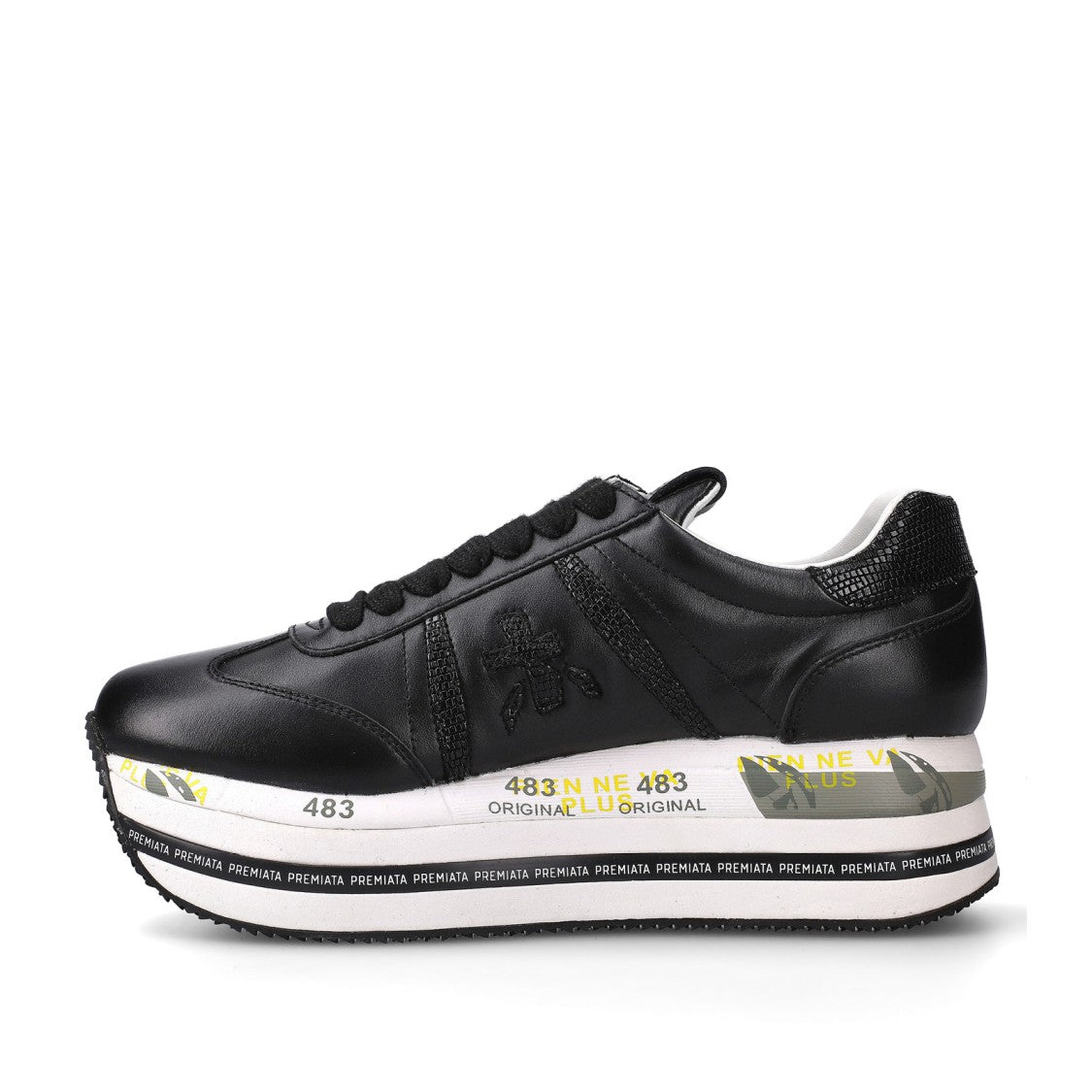 Premiata Beth Sneakers In Fabric And Black Leather
