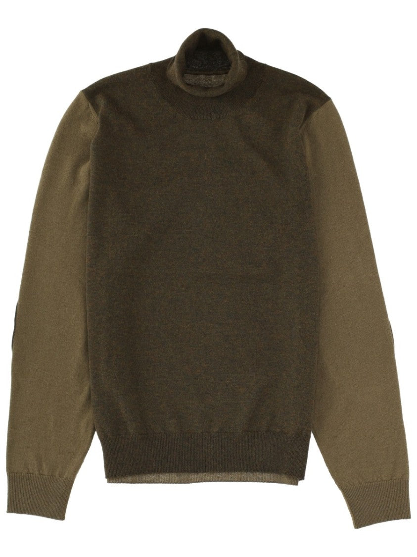 Maison Margiela Two-Tone Straight Fit Wool Panel Jersey Knitwear