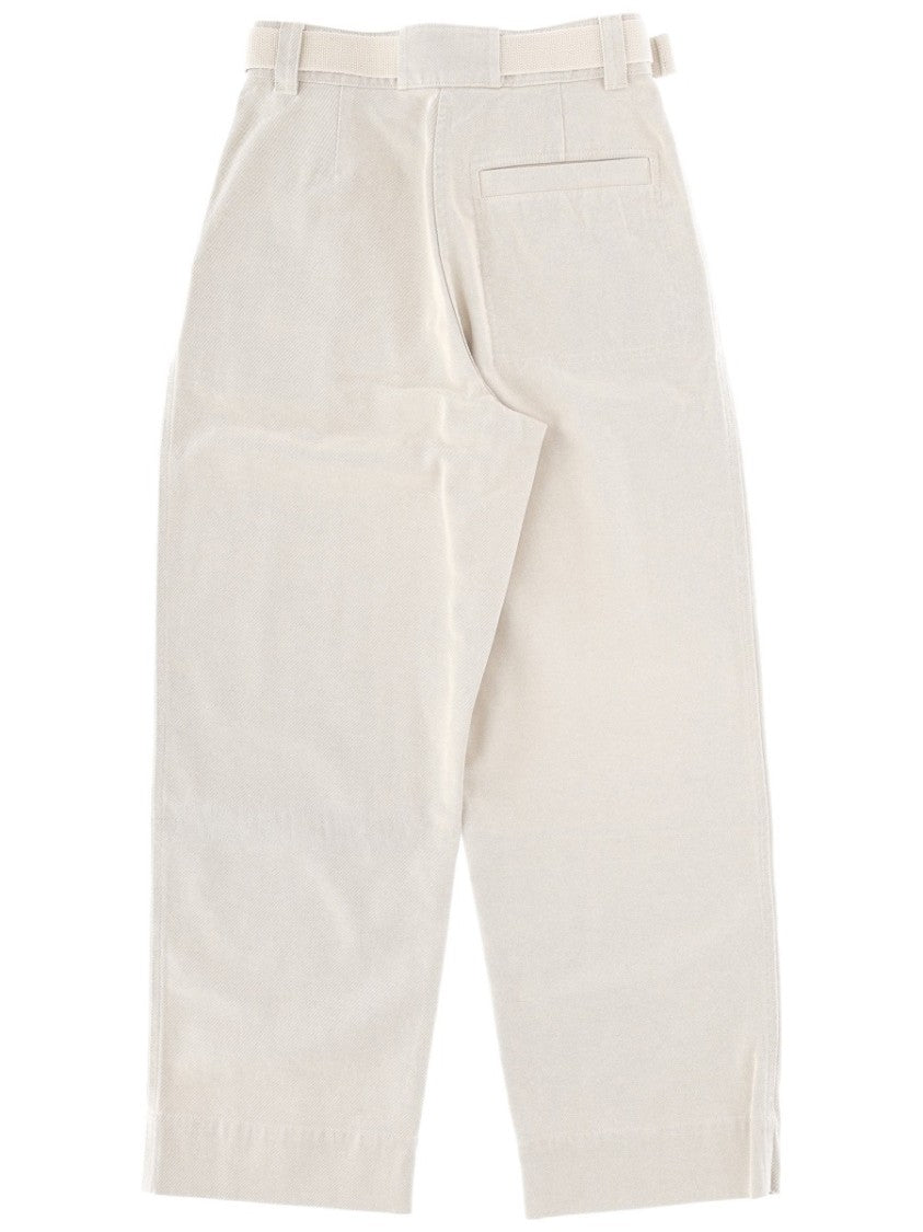 Margaret Howell White Wide-Leg Pleated Trousers