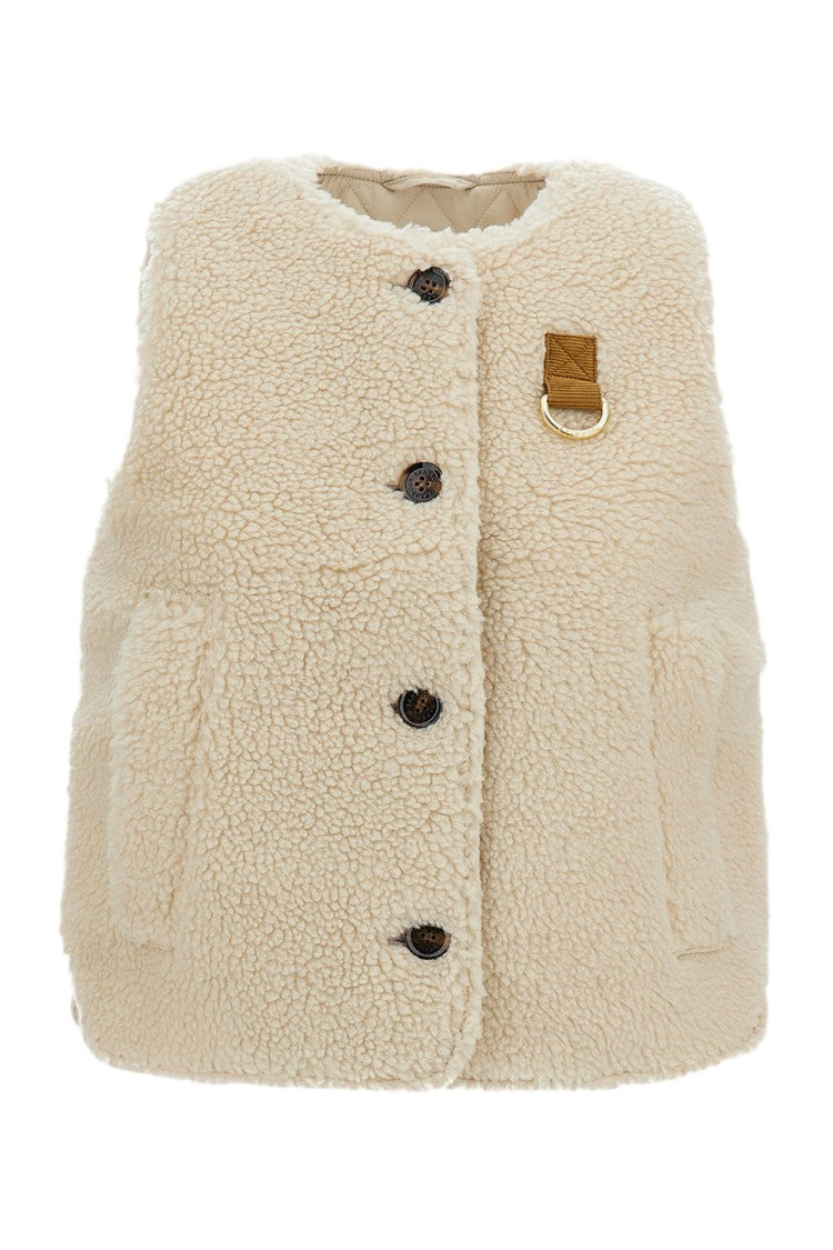 Barbour Cream Bowes Button-Up Fleece Vest