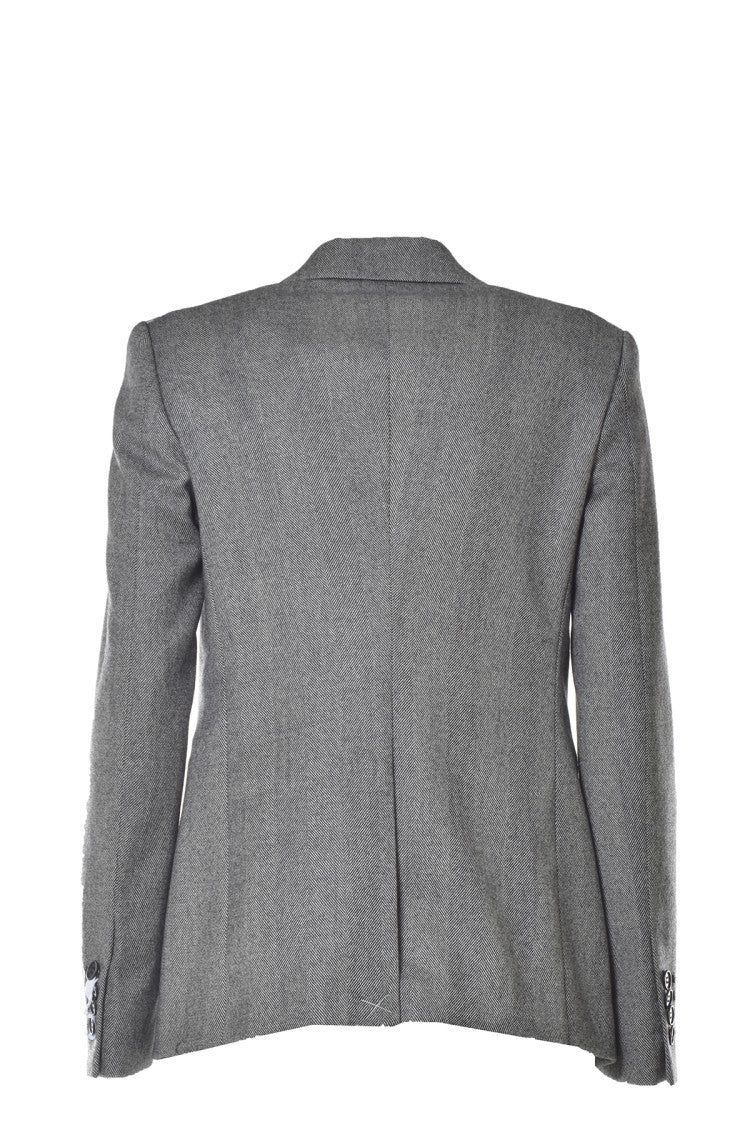 Tonello Single-Breasted Virgin Wool Herringbone Blazer - Grey
