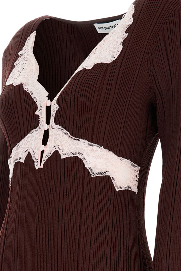 Self-Portrait Lace Knit Top