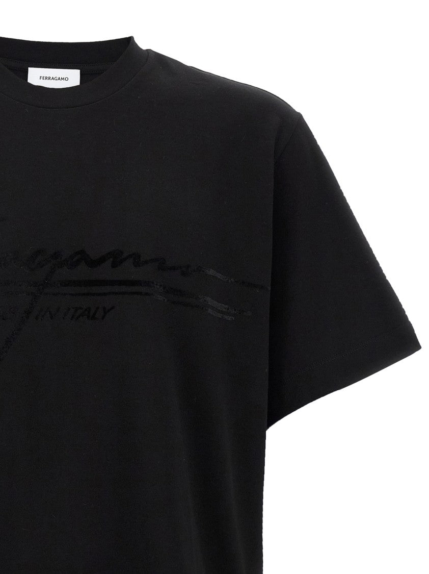 Ferragamo Compact Jersey T-Shirt With Flocked Print By Ferragamo