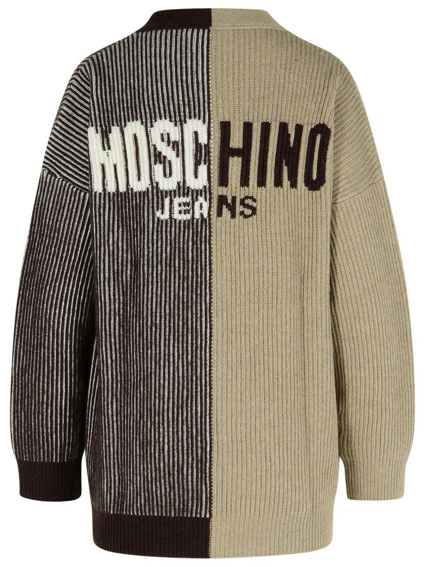 Moschino Jeans Two-Tone Cashmere Blend Cardigan