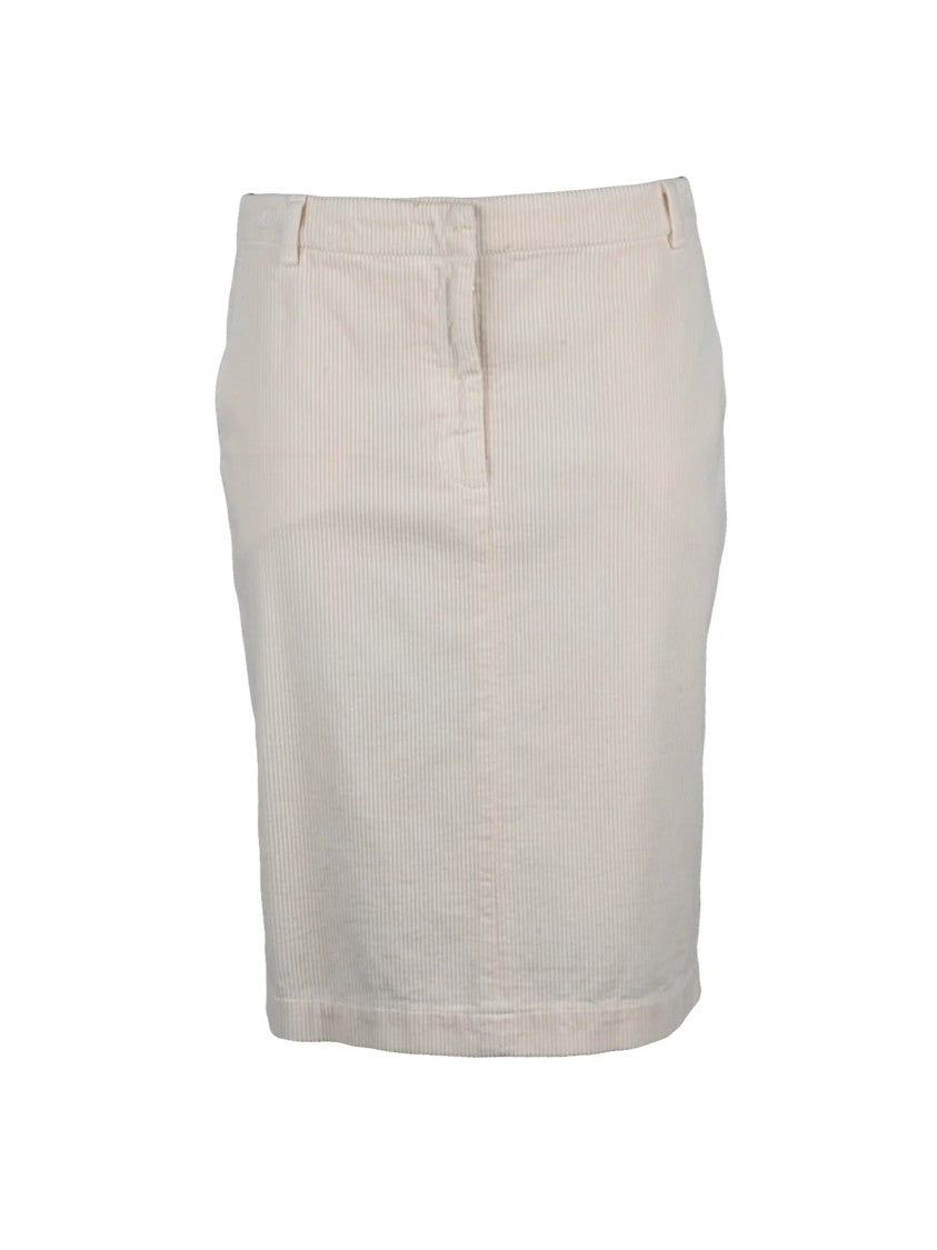 Aspesi White Cotton Corduroy Pencil Skirt