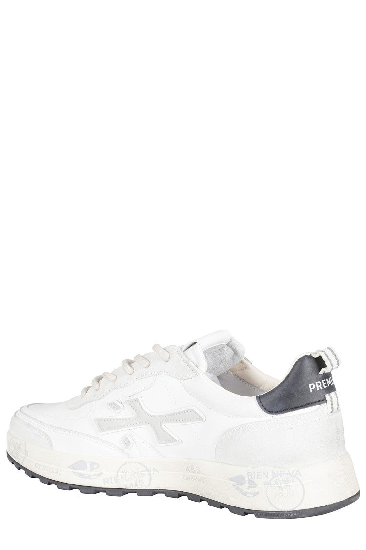 Premiata White Nous Iconic Side Design Leather Sneakers