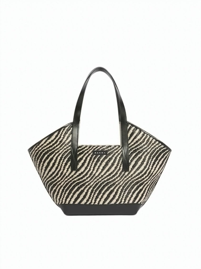 Marni Trapezoidal Shoulder Bag With Zebra-Like Pattern