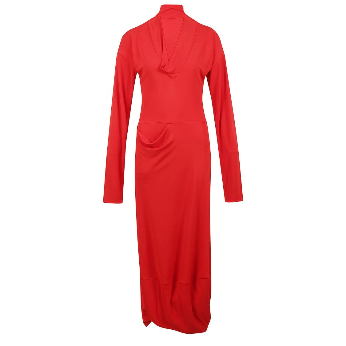 Lemaire Red Draped Hooded Dress