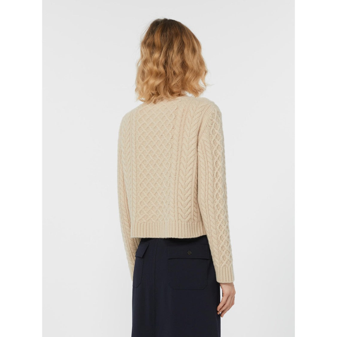Max Mara Cable Knit Cardigan Dress With Structured Silhouette