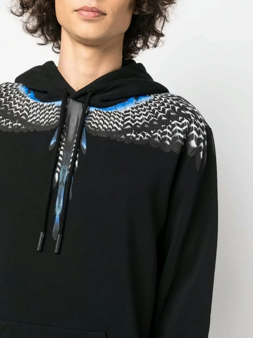 Marcelo Burlon Feather Wing Print Hoodie With Adjustable Drawstring