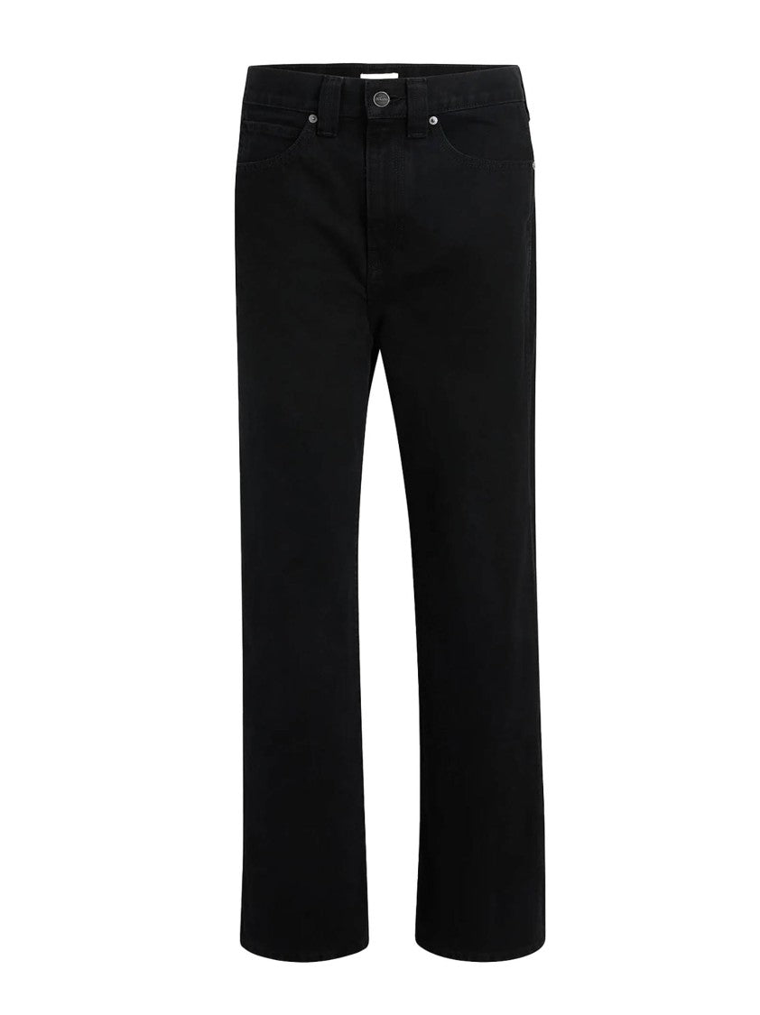 Khaite Relaxed Fit Straight Leg Jeans In Soft Black Cotton Denim