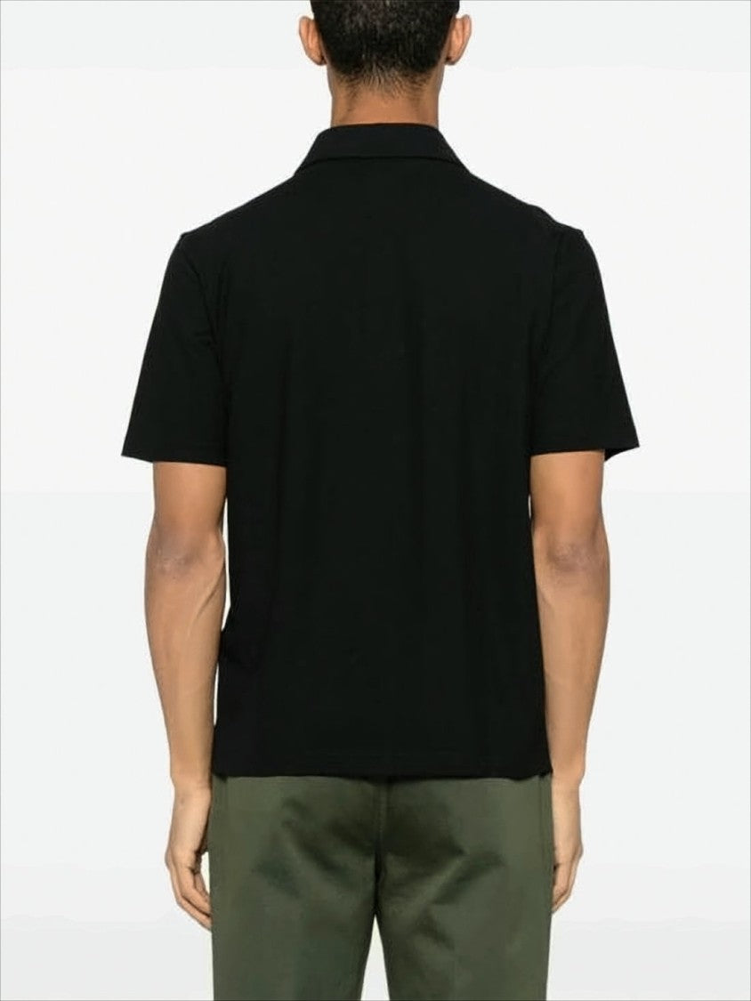 Lardini Black Polo Shirt With Traditional Collar