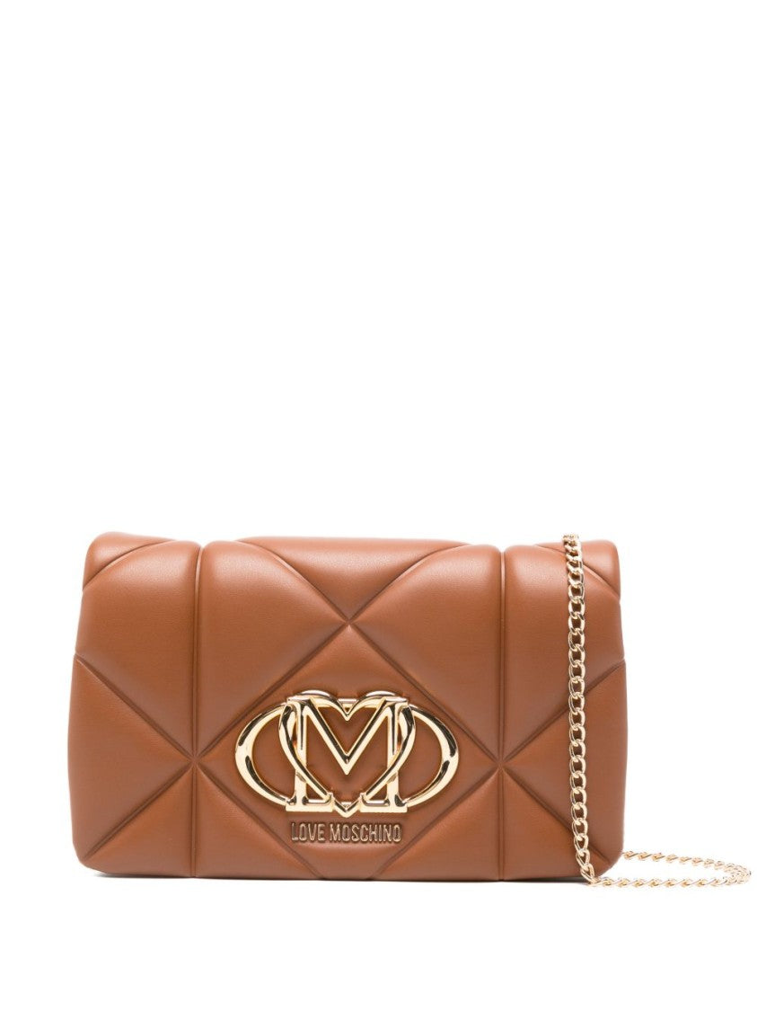 Love Moschino Quilted Shoulder Bag With Gold-Tone Logo Plaque And Chain Strap