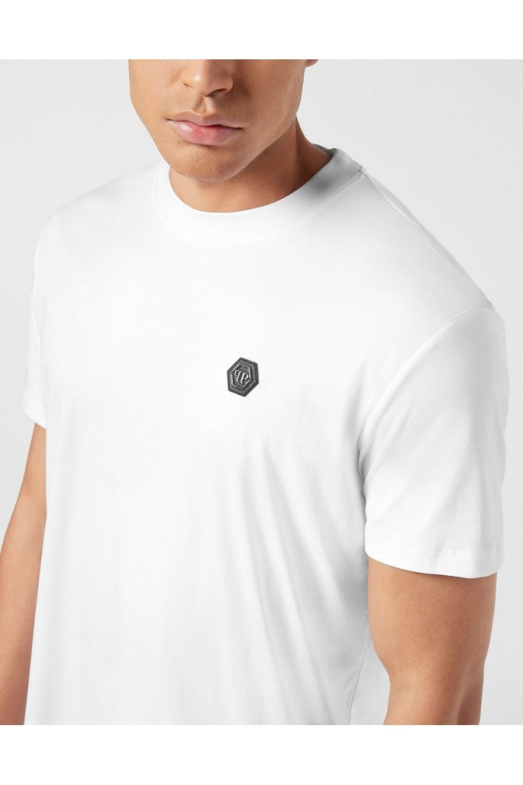 Philipp Plein White Hexagon Patch Cotton T-Shirt