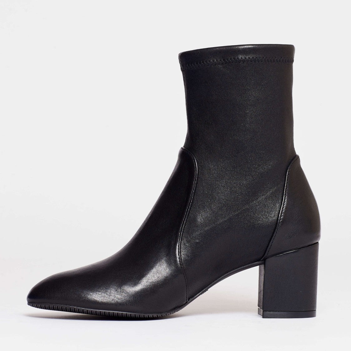 Stuart Weitzman 60 mm  Black Stretch Leather Heel Ankle Boot