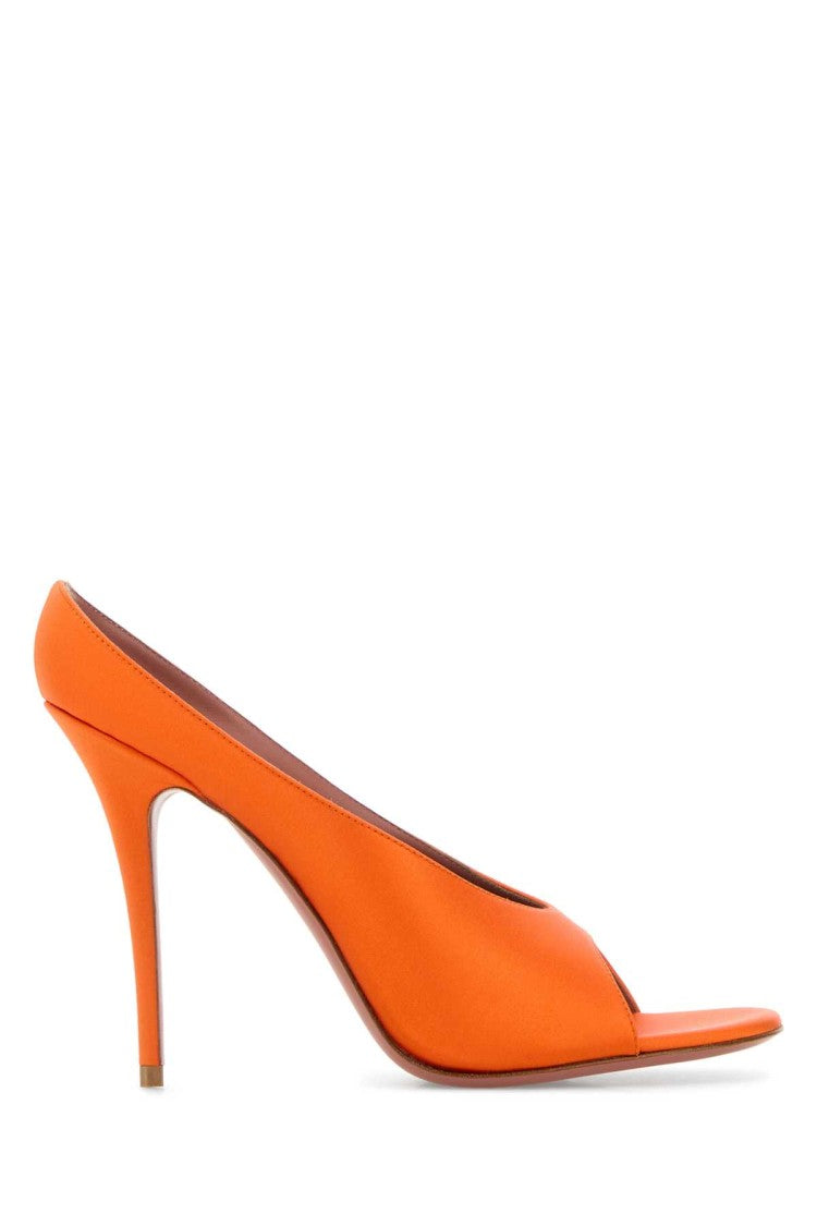 Amina Muaddi Orange Satin Anok 105 Mules