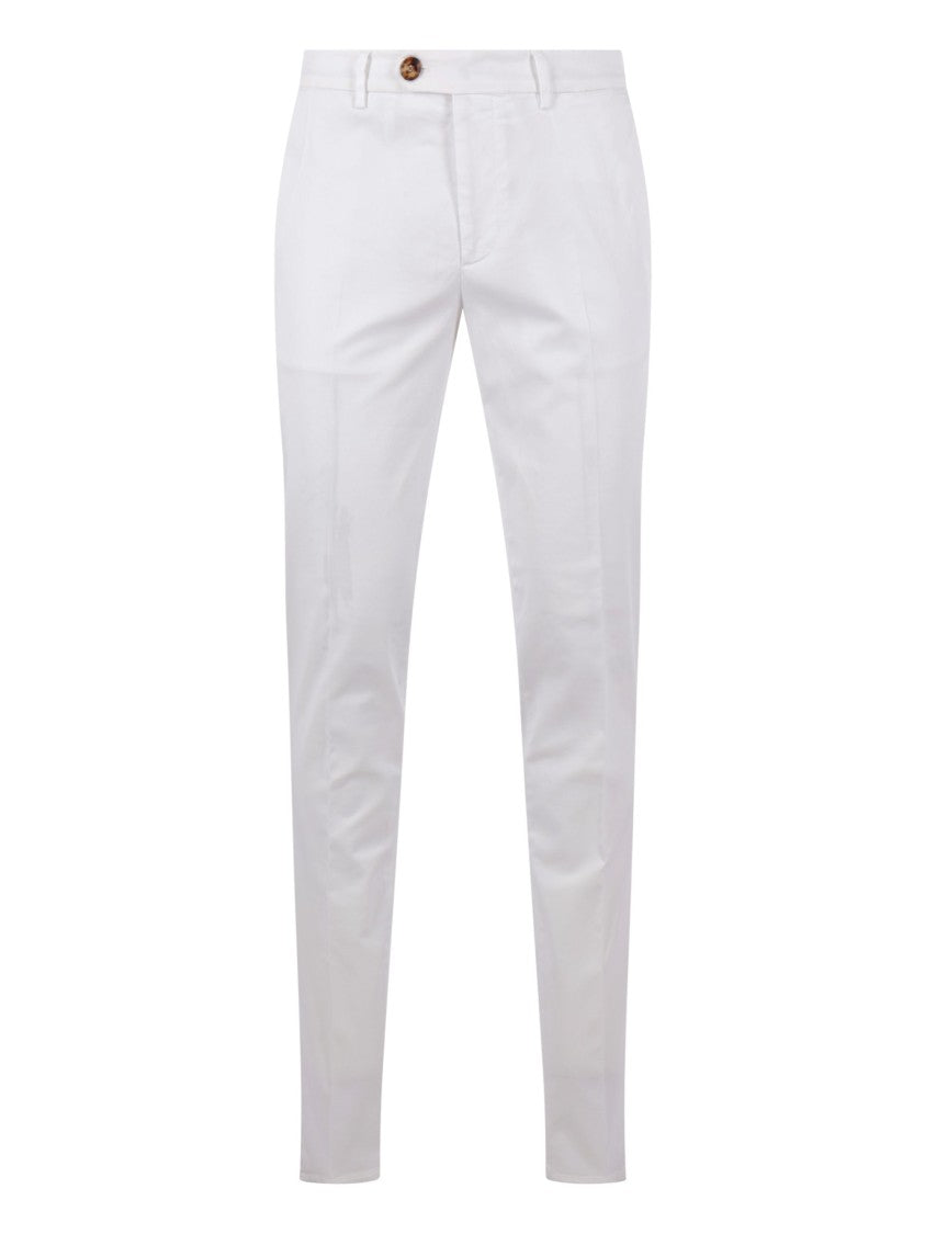 Brunello Cucinelli White Polished Detailing Cotton Formal Pants