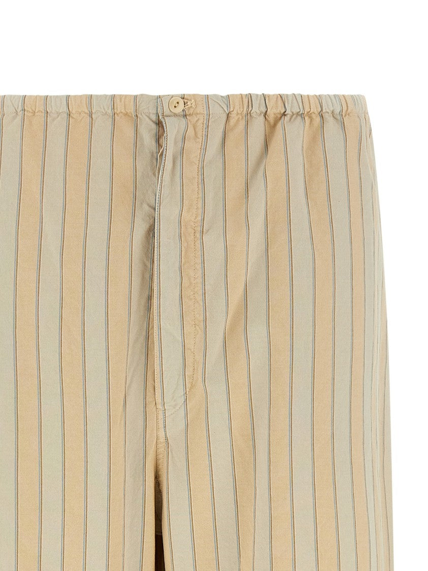 Maison Margiela Vertical Striped Cotton Pajama Pants With Relaxed Fit And Button Flap
