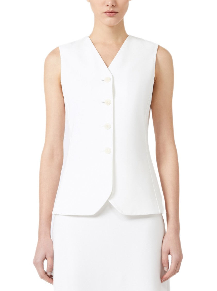 Max Mara Compact Viscose Jersey Vest With Monogram Jacquard Lining