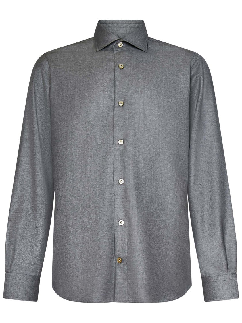 Franzese Collection Tailored Grey Shirt In Loro Piana Fabric