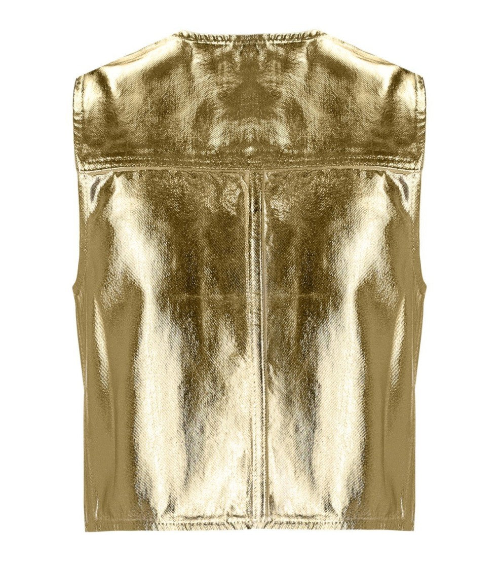 Ganni Gold Denim Vest