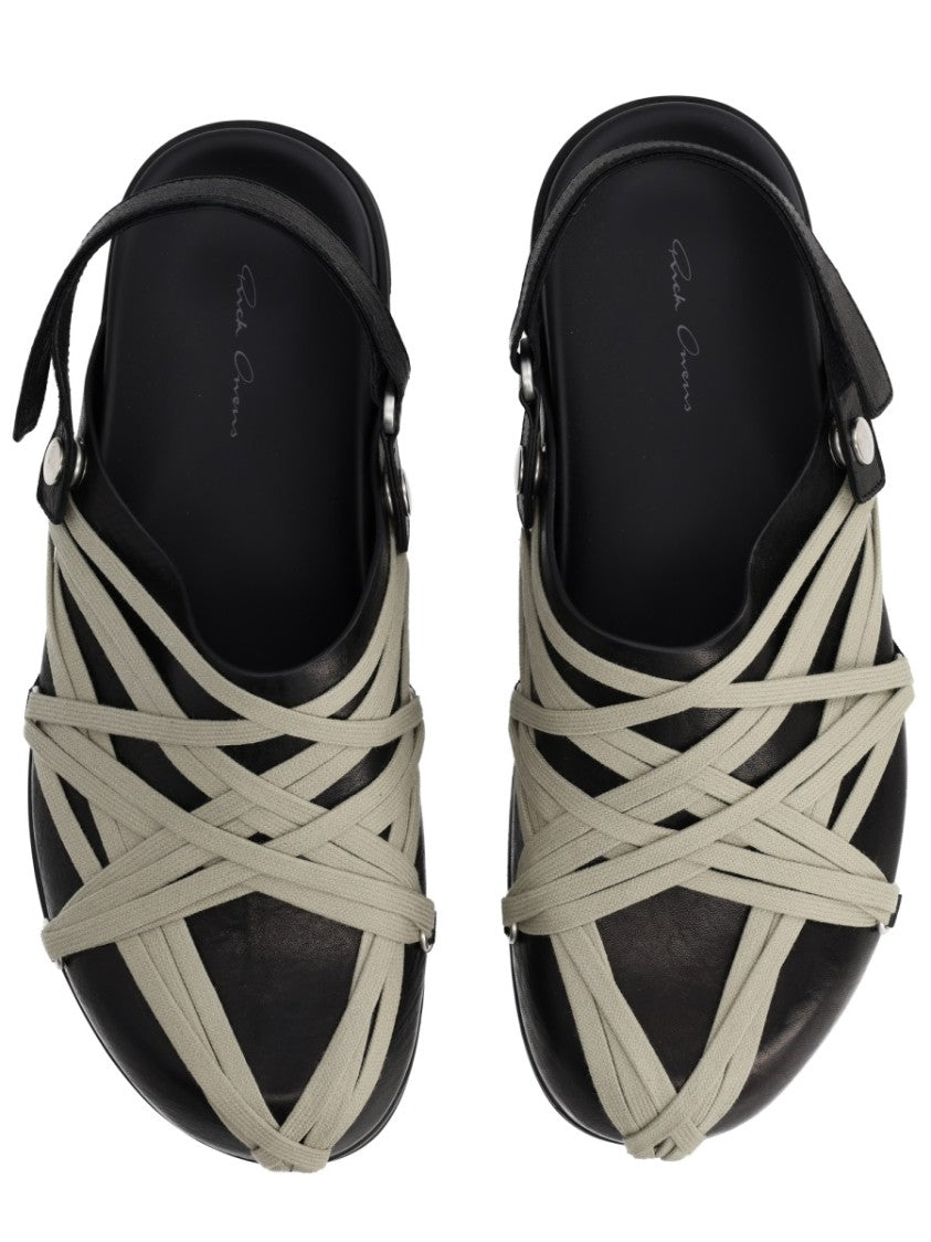 Rick Owens Megalace Leather Slingback Mules