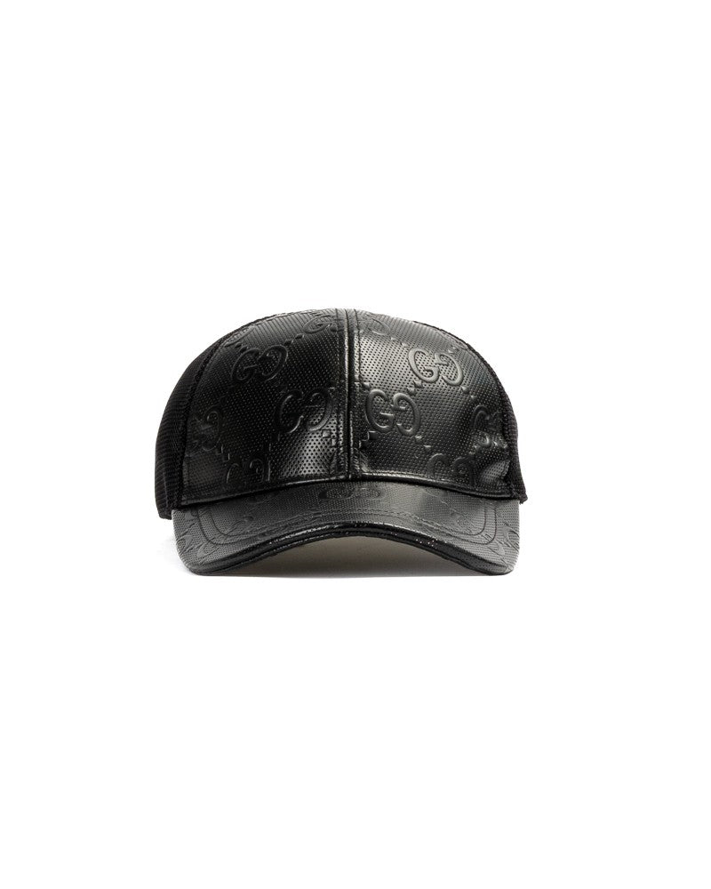 Gucci Black Guccissima Perforated Leather Hat