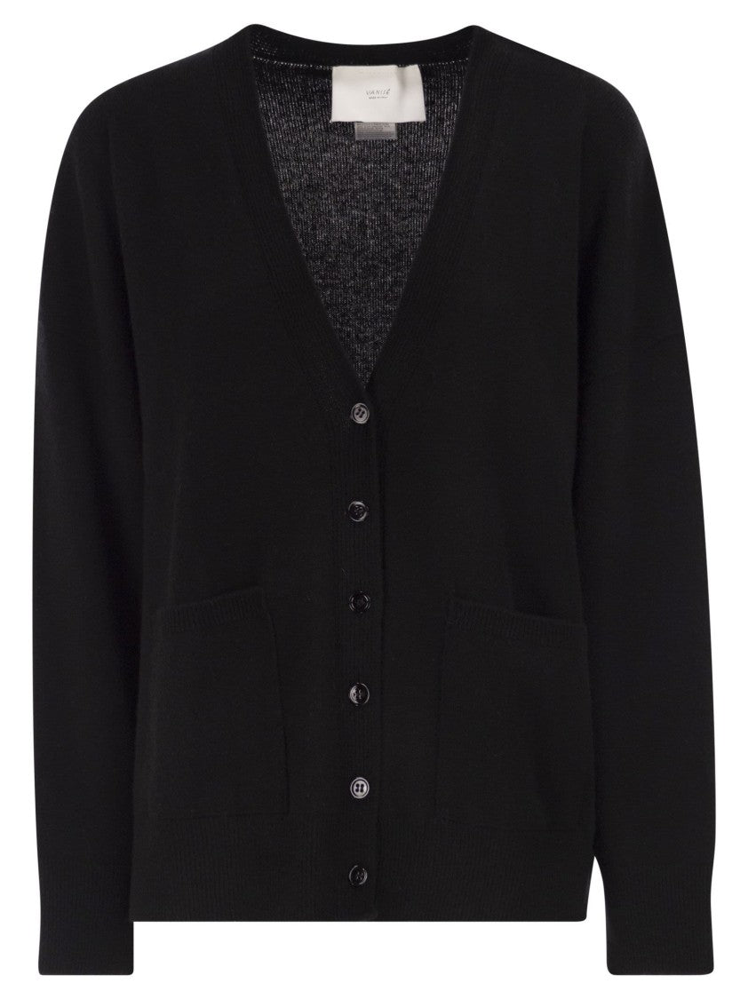 Vanisé V-Neck Cashmere Cardigan With Dropped Shoulders