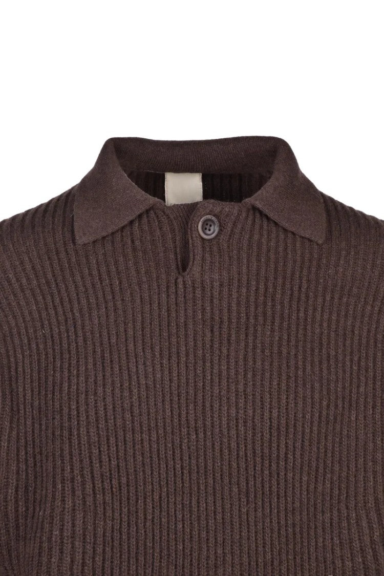 Emporio Armani Ribbed Knit Brown Sweater