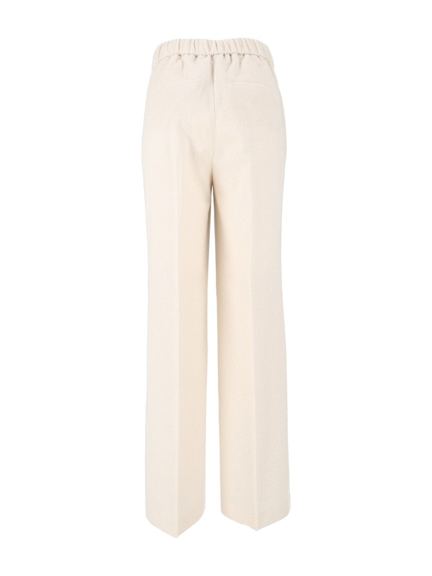 Peserico Relaxed High Elastic Waist Wide-Leg Pants
