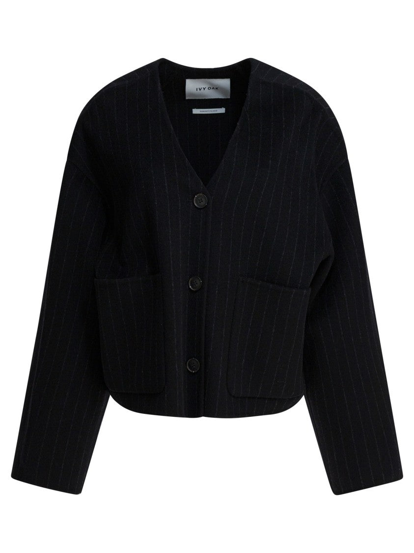Ivy & Oak Cropped Pinstripe Jacket With Boxy Silhouette