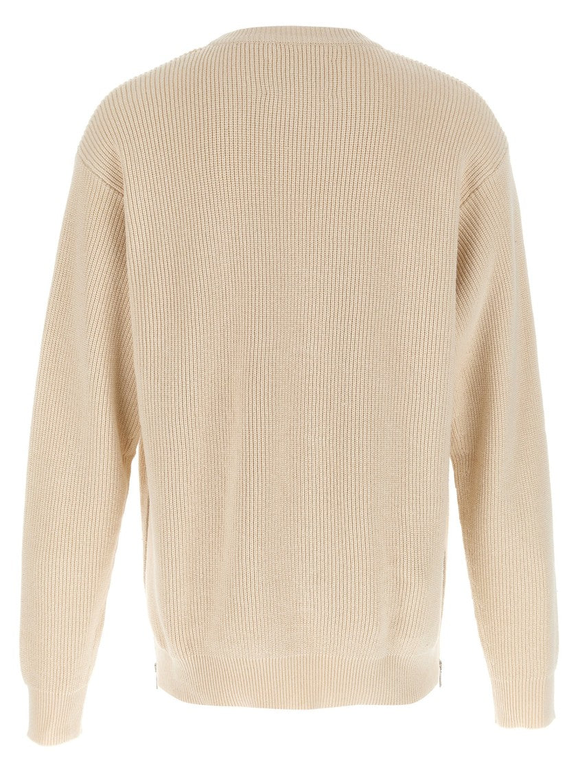 Jil Sander Zip-Detail Cotton Sweater With Ribbed Texture