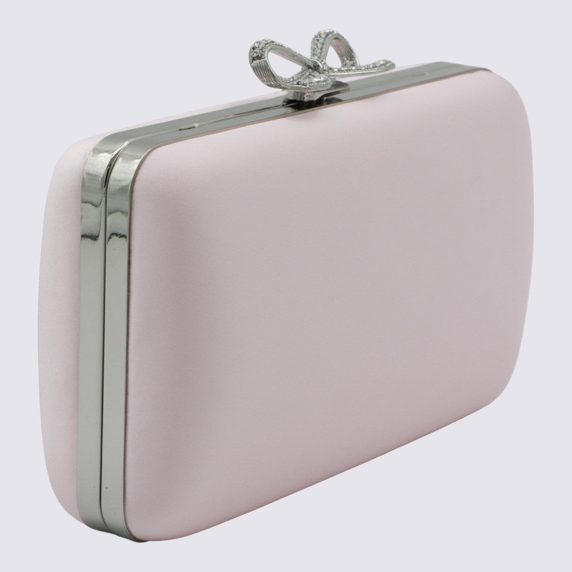 Self-Portrait Rectangular Clutch With Bow-Shaped Clasp And Silver Chain