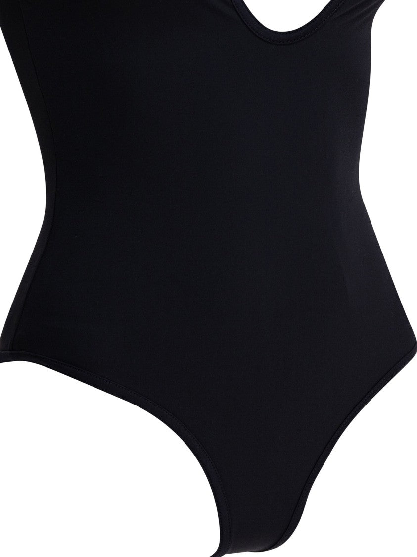 Loulou De Saison Smooth-Fit Black One-Piece Swimsuit With Deep Scoop Neckline
