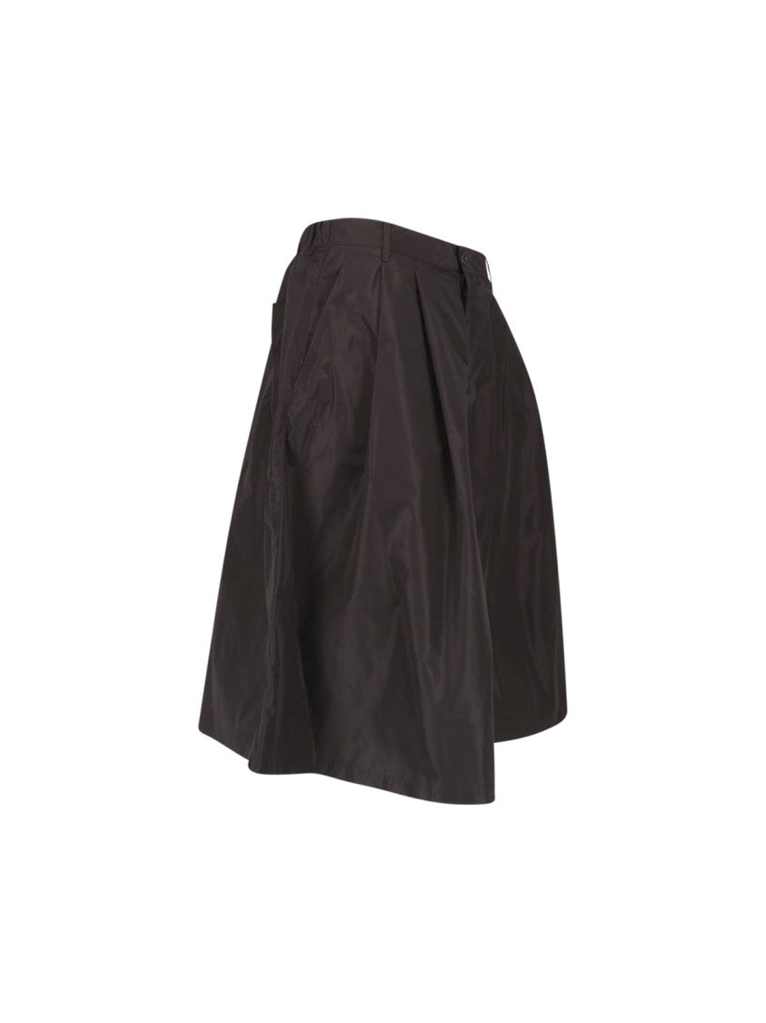 Aspesi Brown Technical Fabric Elastic Waist Midi Skirt